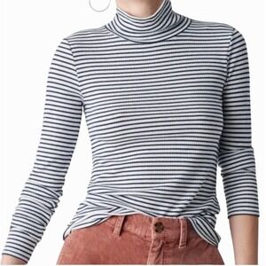 Faherty Legend Roscoe Rib Turtleneck Size Large Abyss Stripe Soft Stretch Knit